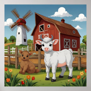 Poster des animaux de la ferme mignons