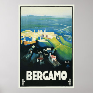 Poster des annonces de voyage vintage Bergamo Ital