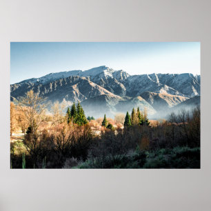 POSTER DES ARBRES VERTS PRÈS DE LA MONTAGNE DE NEIGE COUV