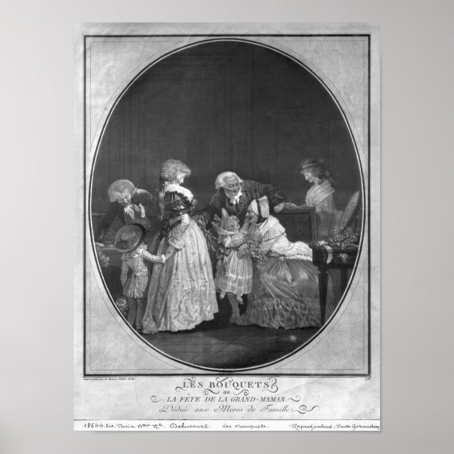 Poster Des bouquets de fleurs ou célébrant grand-mère (Devant)