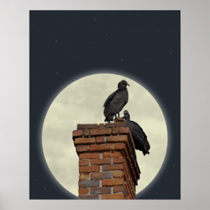 Poster Des buzzards sur le Chemin contre la Pleine lune