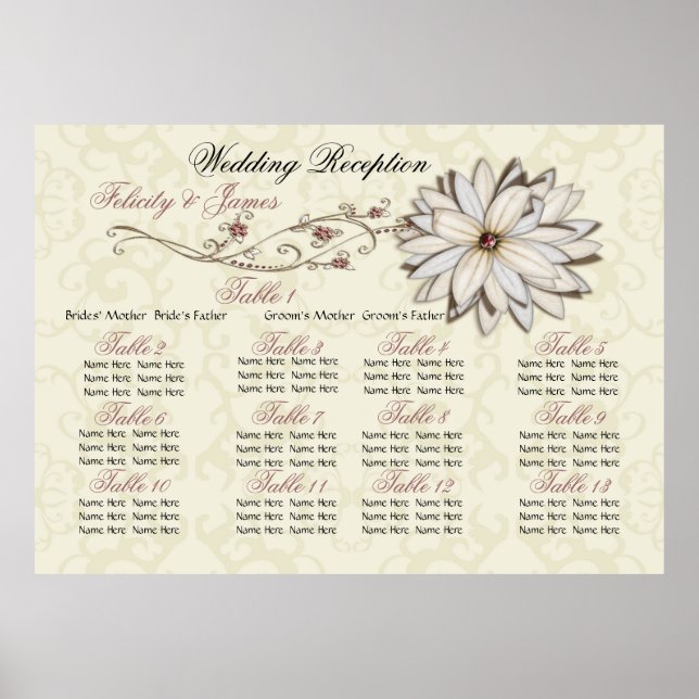 Poster des cartes de sièges élégantes (Devant)