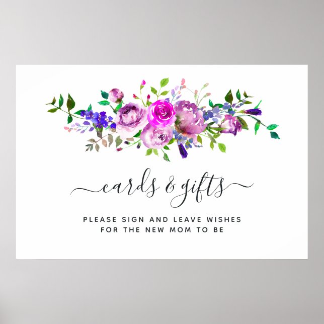 Poster des cartes et cadeaux floraux rose-chaud (Devant)