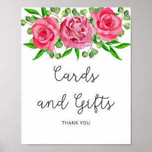 Poster des cartes et cadeaux rose Watercolor