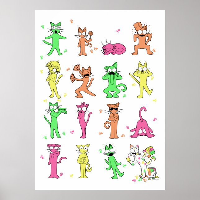 Poster des chats couleur (Devant)