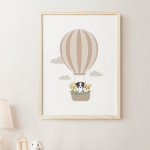 Poster des chiens de balloon à air chaud Boho Nurs