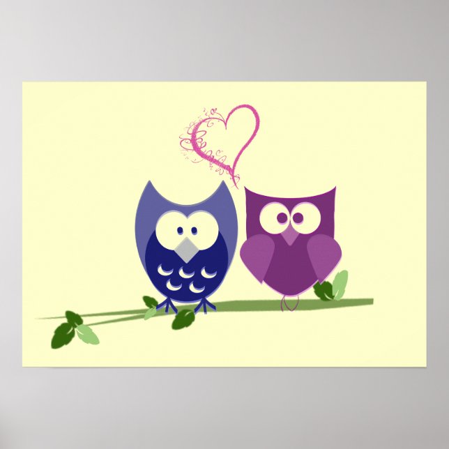 Poster des chouettes et des coeurs (Devant)