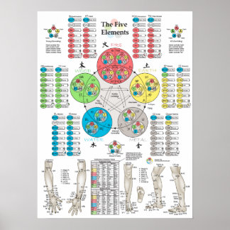 Poster des cinq éléments de l'acupuncture