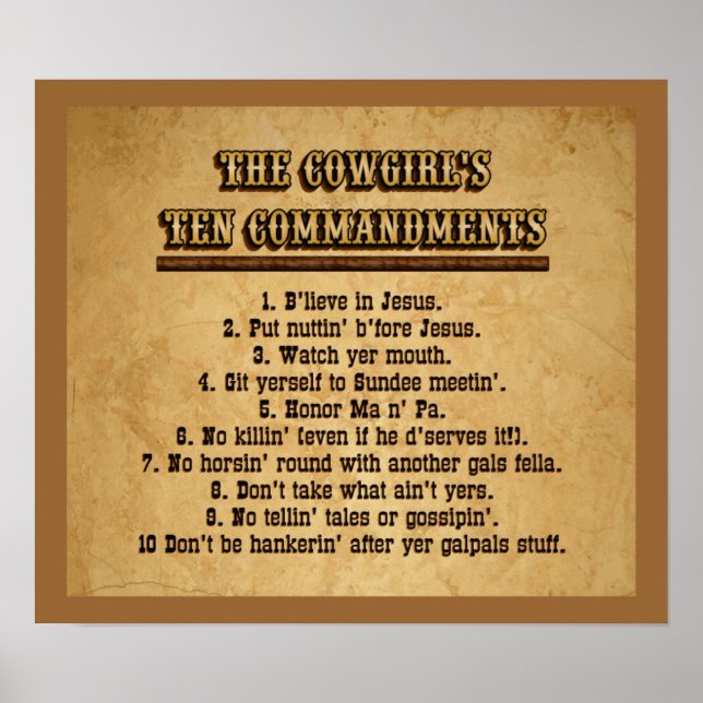 Poster des commandements Cowgirl 10 (Devant)