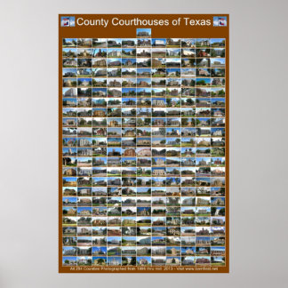 Poster des cours du comté de Texas (vertical brun)
