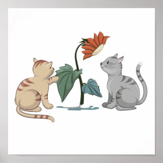 POSTER DES CUISINES GRIS ET BEIGE CUTES JOUENT AVEC UN SO