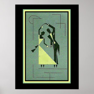 Poster des danseurs Art Déco vintage 12 x 16