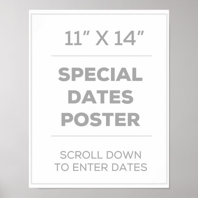 Poster des dates spéciales de 11 po x 14 po (Devant)