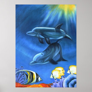 Poster des dauphins dans l'océan II