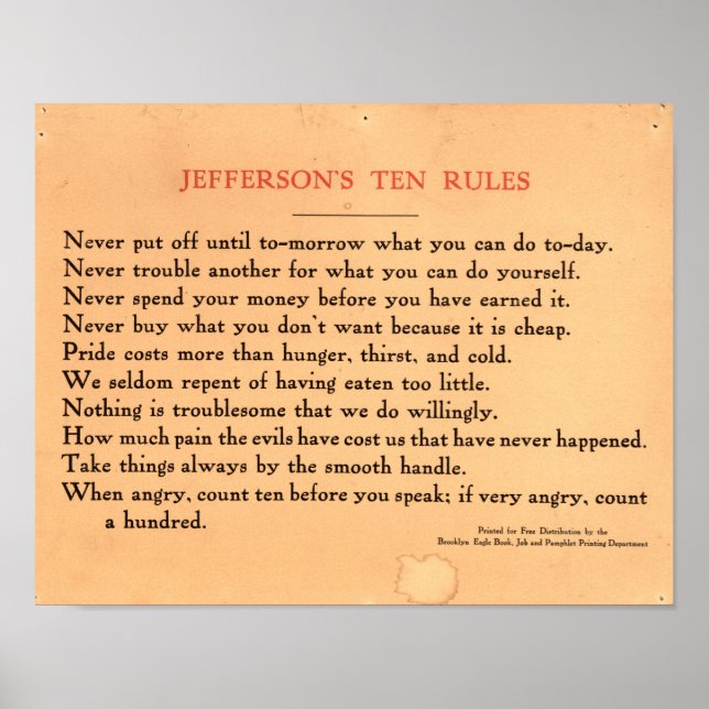 Poster des Dix Règles de Jefferson (Devant)