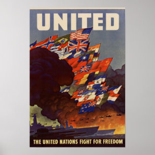 Poster des drapeaux alliés de la Seconde Guerre mo