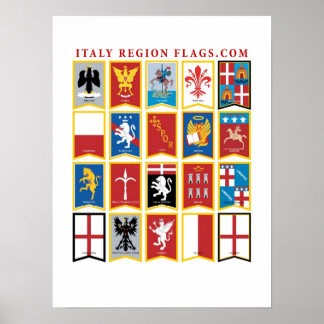 Poster des drapeaux de la région de l'Italie