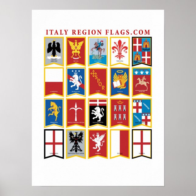 Poster des drapeaux de la région de l'Italie (Devant)