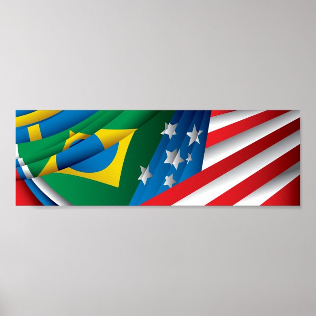 Poster des drapeaux du monde, USA, Brésil et plus (Devant)