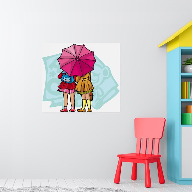 Poster Des Écolières Sous Un Poster-Parapluie (Créateur téléchargé)