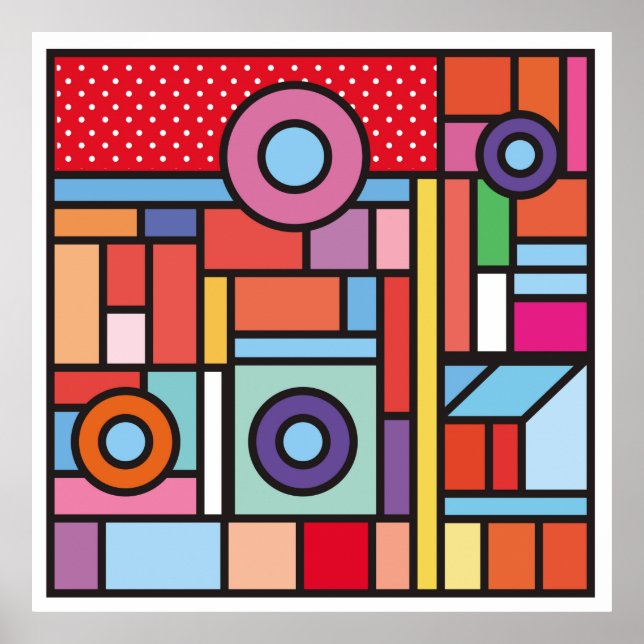 Poster Des éléments géométriques tendance memphis design. (Devant)