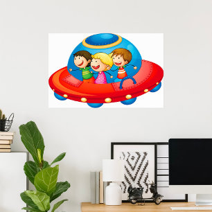 Poster Des enfants dans une aventure spatiale à bord d'un