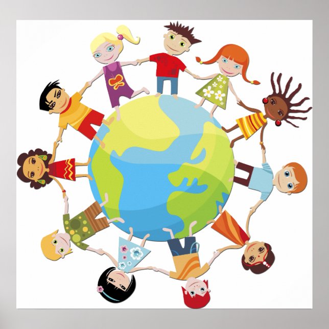 Poster Des enfants pour la paix mondiale (Devant)