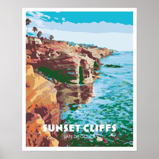 Poster des falaises du coucher du soleil (Devant)
