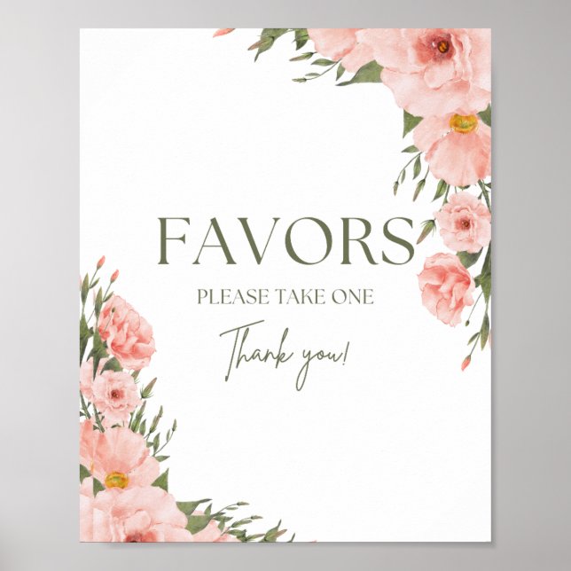 Poster des Faveurs Florales Peach Watercolor (Devant)