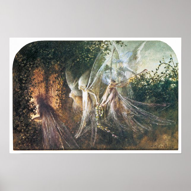 Poster Des fées à travers une arche gothique (Devant)