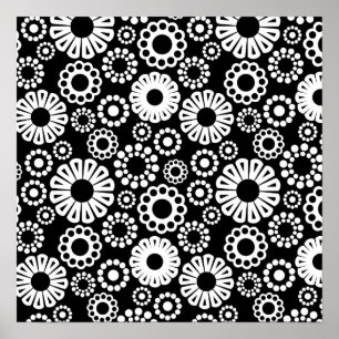 Poster des fleurs blanches rétros