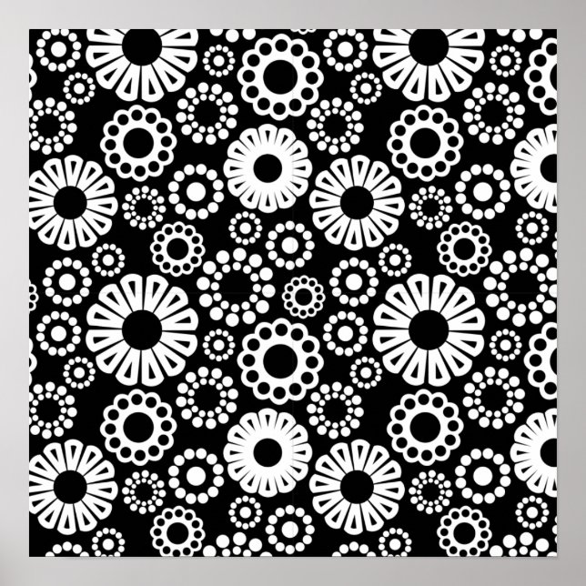 Poster des fleurs blanches rétros (Devant)