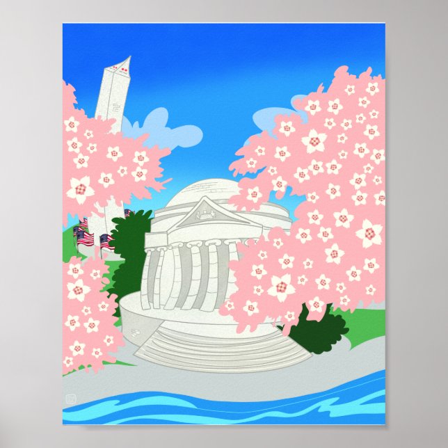 Poster des fleurs de cerisiers de Washington DC (Devant)