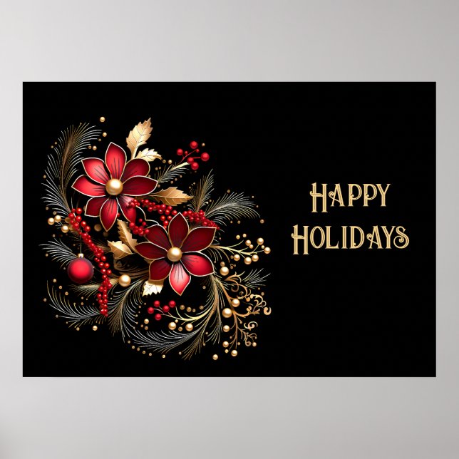 Poster des Fleurs Décoratives Rouges (Devant)