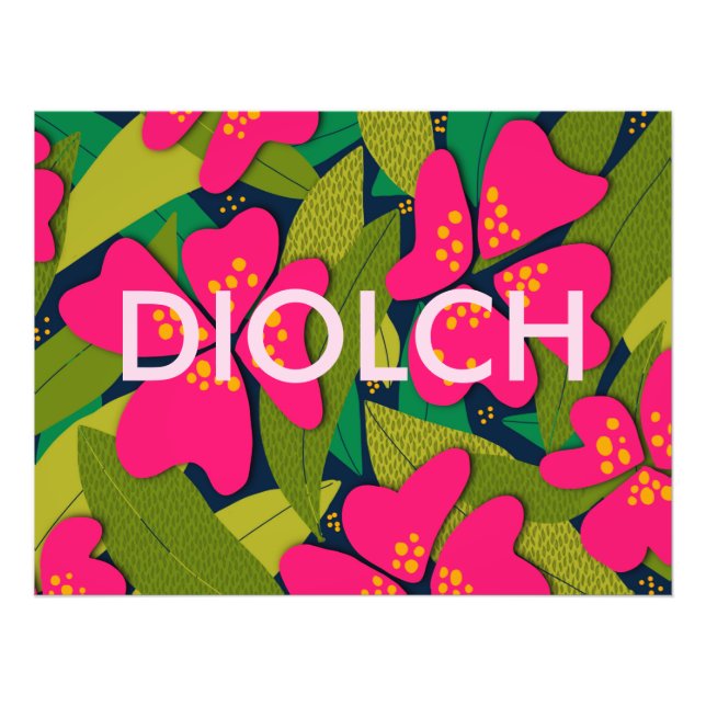 Poster des fleurs tropicales en Merci gallois (Devant)