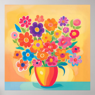 Poster Des floraisons vibrantes dans la simplicité