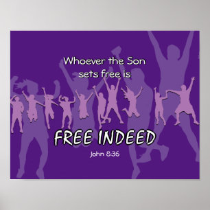 Poster DES GENS LIBRES Dansant   John 8:36 PURPLE
