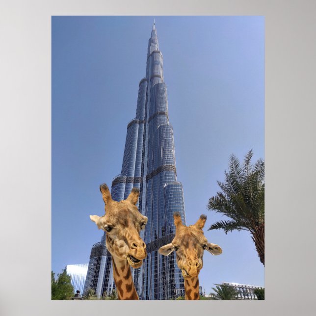 Poster Des girafes extravagantes à Burj Khalifa Wall Art (Devant)