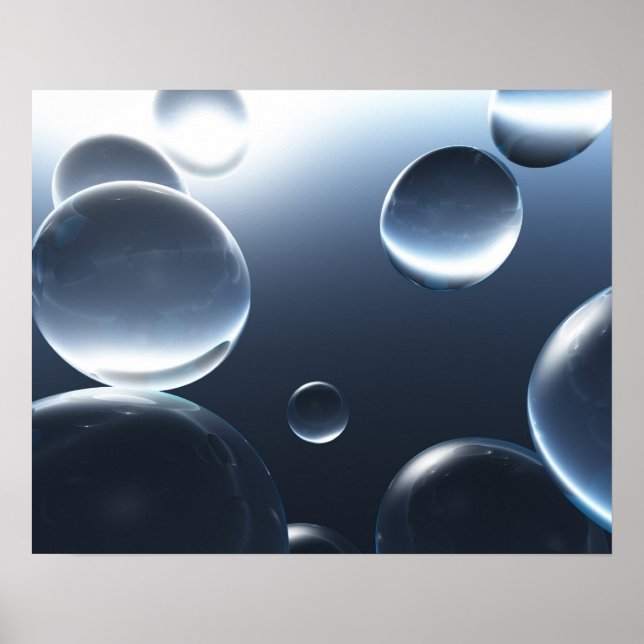 Poster des gouttelettes d'eau foncée (Devant)