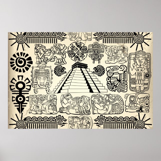 Poster des grands symboles mayas (Devant)