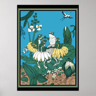 Poster Des grenouilles dansent sur un Lilypad