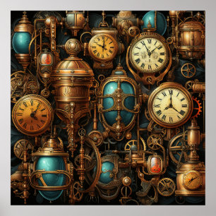Poster des horloges Steampunk
