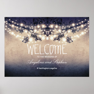 Poster des lampes à cordes d'accueil avec branches