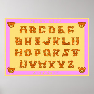 Poster des lettres alphabétiques de l'ours en pelu