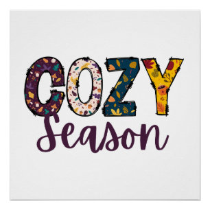 Poster des lettres de doodles de saison cosy