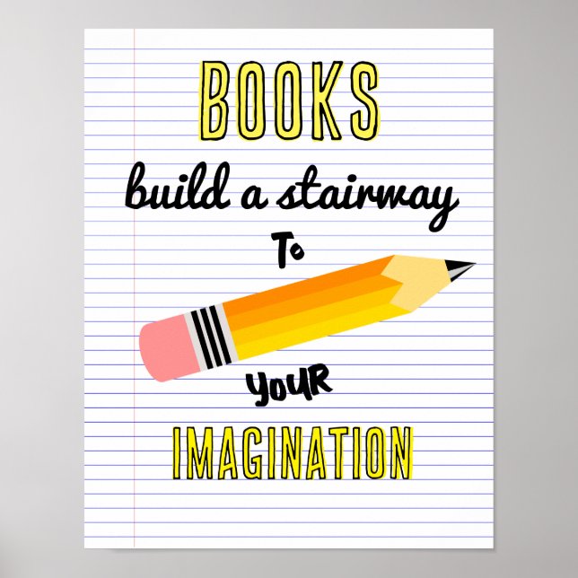 Poster Des livres construisent un escalier vers votre ima (Devant)