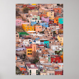 Poster Des maisons colorées sur la colline