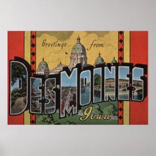 Poster Des Moines, Iowa - Grandes scènes de lettres