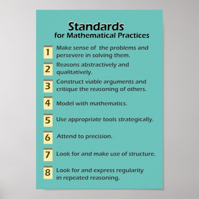 Poster des normes pour les pratiques mathématiques (Devant)