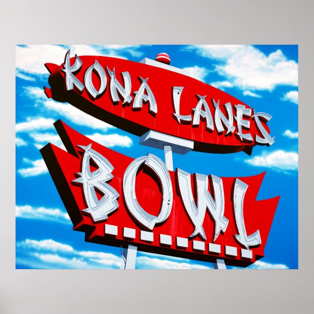 Poster des pancartes Kona Lanes Bowl Retro Neon (Devant)
